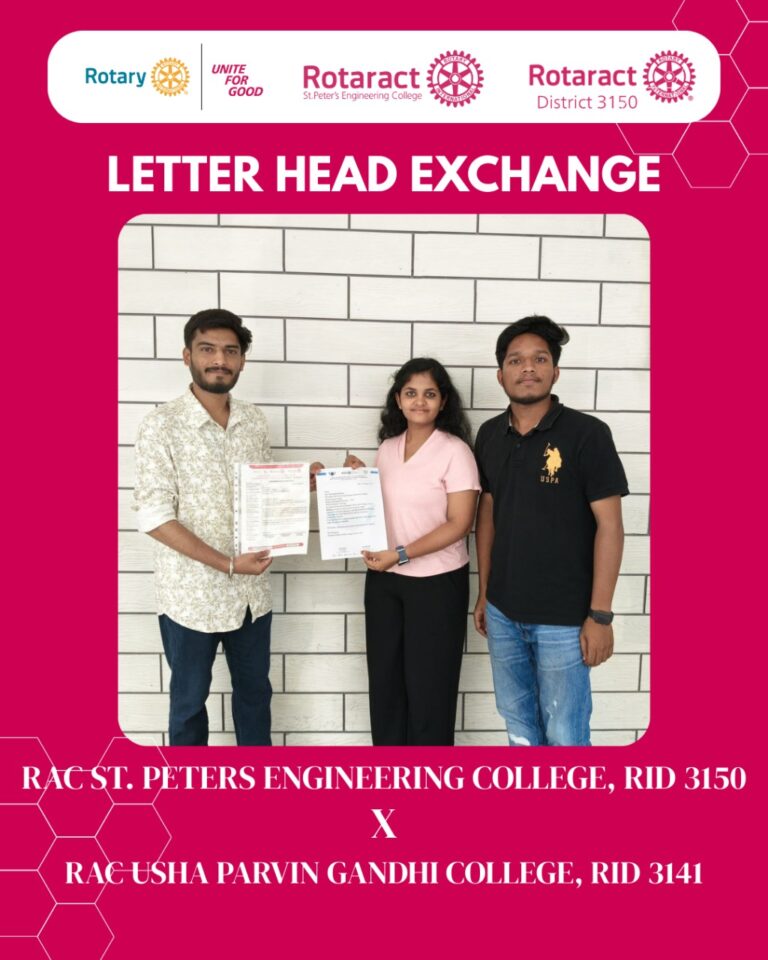 Letterhead Exchange with RAC Usha Pravin Gandhi College- RID 3141