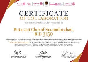 Collaboration with Rotaract club of Panjim and patan on mastering your finance