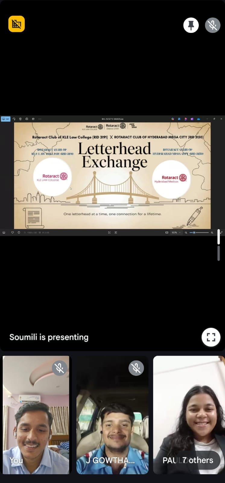 Letterhead Exchange with Rotaract Club of KLE Law College
